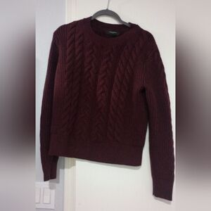 omen's Cable Knit Sweater - Burgundy